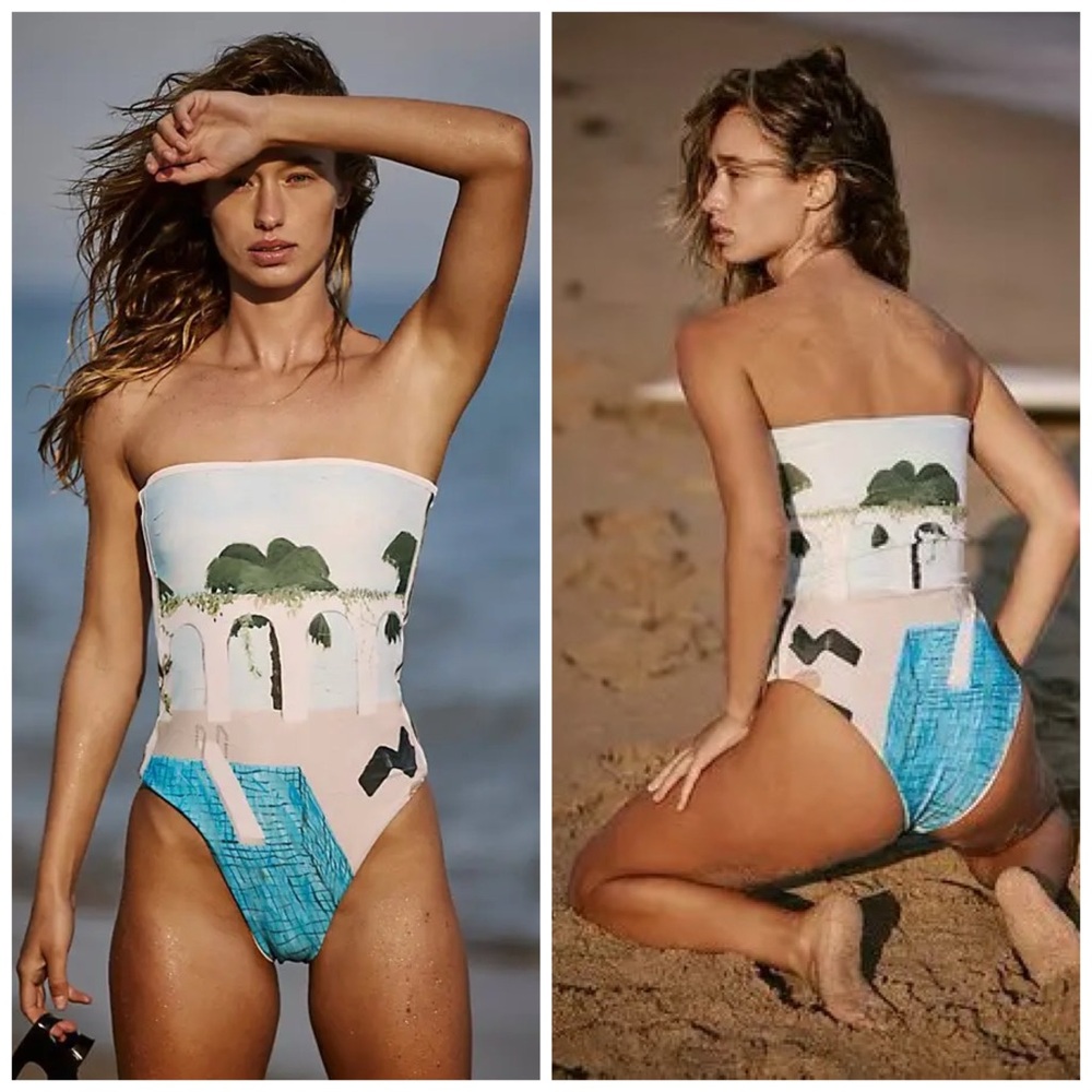 Lottie Hall Free People Poolside One Piece Swimsuit Bikini Artsy Small‎ NWOT